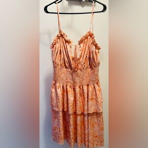 Floral Orange Smocked Dress
